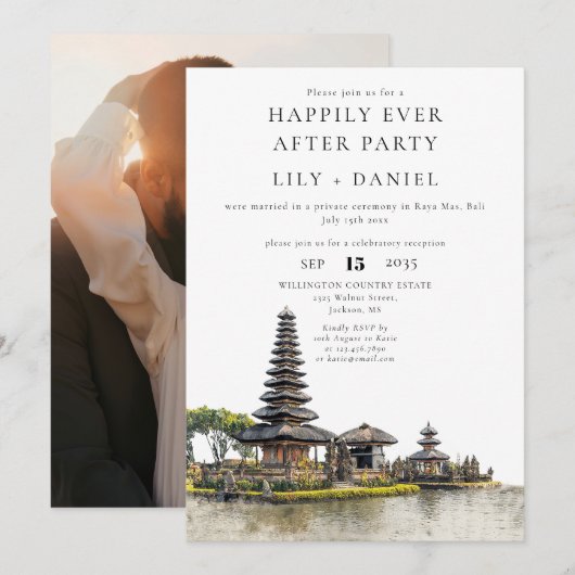Happily Ever After Bali Hochzeitsfoto Einladung (Vorne/Hinten)
