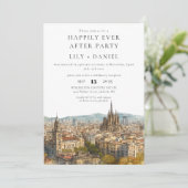 Happily Ever After Barcelona Wedding Einladung (Stehend Vorderseite)