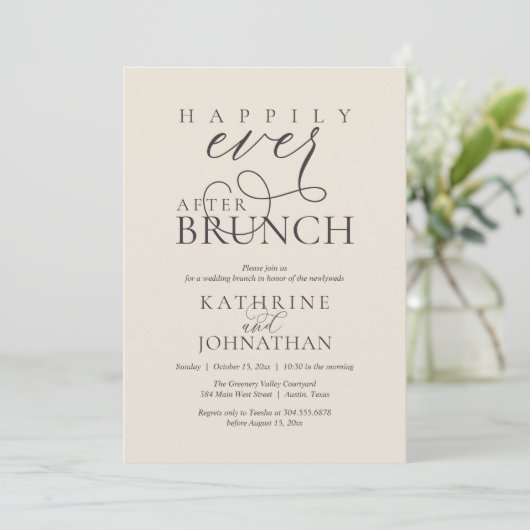 Happily Ever After Brunch Post Wedding Elopement Einladung (Stehend Vorderseite)