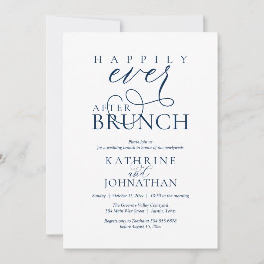 Happily Ever After Brunch Post Wedding Elopement Einladung (Vorderseite)
