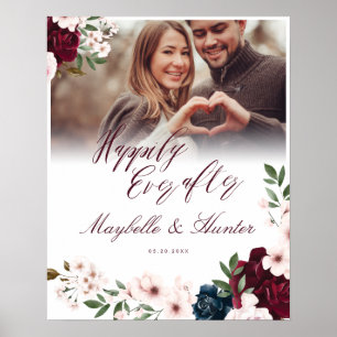 Happily Ever After Burgund Weinblumen Foto Poster