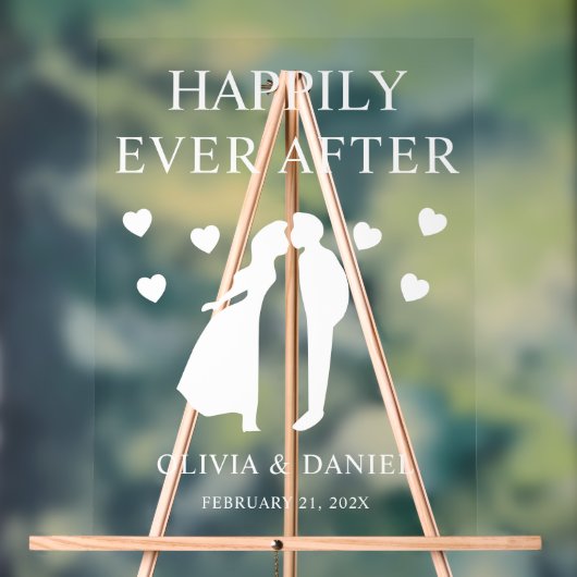 Happily Ever After Custom Wedding Reception Acrylschild (Neutral)