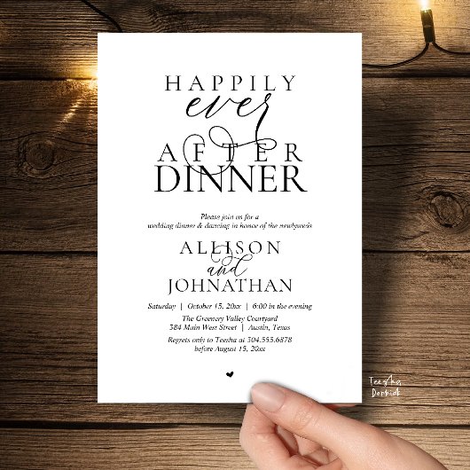 Happily Ever After Dinner Modern Script Wedding Einladung