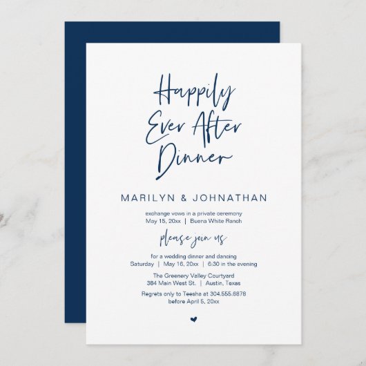 Happily Ever After Dinner Modern Wedding Reception Einladung (Vorne/Hinten)