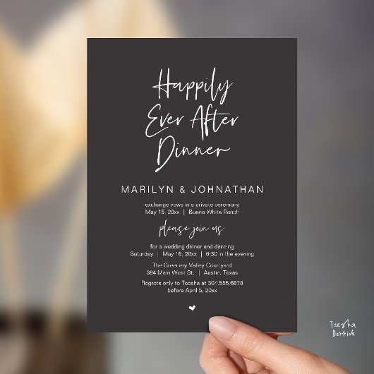 Happily Ever After Dinner Modern Wedding Reception Einladung