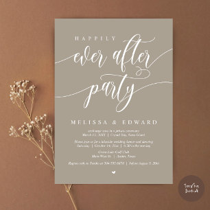 Happily Ever After Elopement Party, Simply Taupe ( Einladung