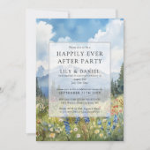 Happily Ever After Floral Mountain Wedding Photo Einladung (Vorderseite)