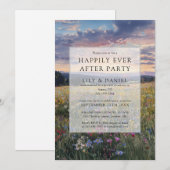 Happily Ever After Floral Wildblumen-Hochzeit Einladung (Vorne/Hinten)