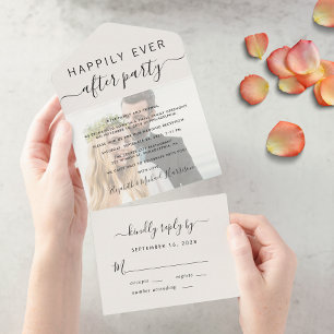 Happily Ever After Foto-Creme Hochzeitsempfang All In One Einladung