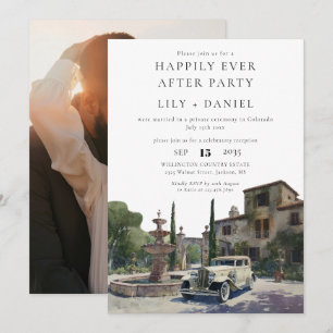 Happily Ever After Foto Hochzeit auf einem alten L Einladung