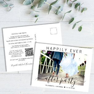 Happily Ever After Foto QR-Code Hochzeitsempfang Ankündigungspostkarte