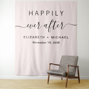 Happily Ever After Fotoautomaten Rosa Wandteppich