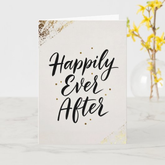 Happily Ever After Gold Calligraphy Wedding Card Karte (Gelbe Blume)
