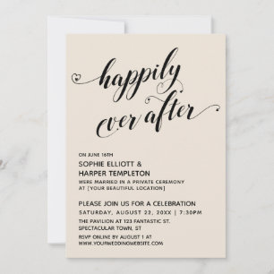 Happily Ever After Hearts Script Creme-Empfang Einladung
