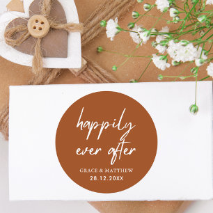 Happily Ever After Hochzeitsempfang Terrakotta Runder Aufkleber