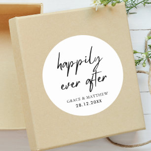 Happily Ever After Hochzeitsempfangsfeier Runder Aufkleber