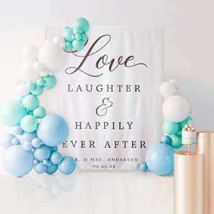 Happily Ever After Hochzeitskulisse Banner Wandteppich