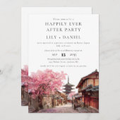 Happily Ever After Kyoto Japan Wedding Einladung (Vorne/Hinten)