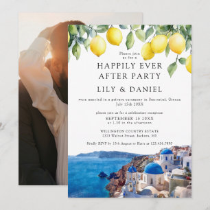 Happily Ever After Lemons Santorini Foto Hochzeit Einladung