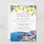 Happily Ever After Lemons Santorini Photo Wedding Einladung (Vorderseite)