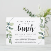 Happily Ever After Lunch, Greenery Rustic Wedding  Einladung (Stehend Vorderseite)