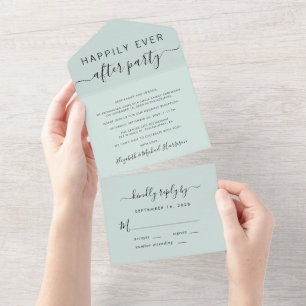 Happily Ever After Mint Hochzeitsempfang All In One Einladung
