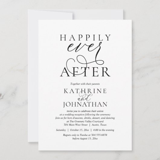 Happily Ever After, Modern Wedding Reception Einladung (Vorderseite)