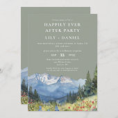 Happily Ever After Mountain Floral Sage Wedding Einladung (Vorne/Hinten)