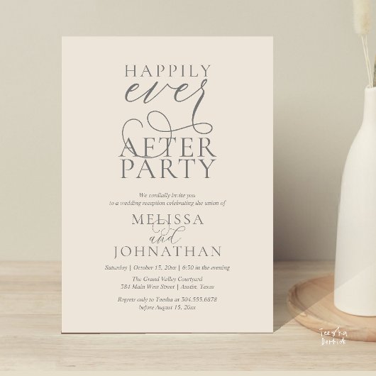 Happily Ever After Party, Classy Wedding Reception Einladung