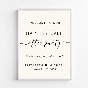 Happily Ever After Party Elfenbein-Hochzeitsempfan Poster