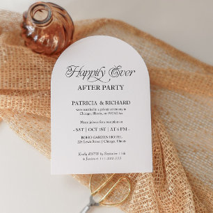 Happily Ever After Party Elopement Foto Torbogen Einladung