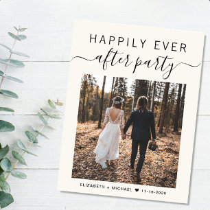 Happily Ever After Party Foto Creme Hochzeit Ankündigungspostkarte
