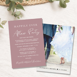 Happily Ever After Party Foto Dusty Rose Hochzeit Ankündigung