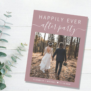 Happily Ever After Party Foto Dusty Rose Hochzeit Ankündigungspostkarte