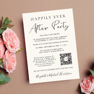 Happily Ever After Party Foto QR Code Creme Ankündigung