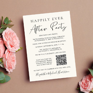 Happily Ever After Party Foto QR Code Creme Ankündigung