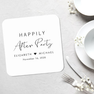 Happily Ever After Party Hochzeitsempfang Rechteckiger Pappuntersetzer