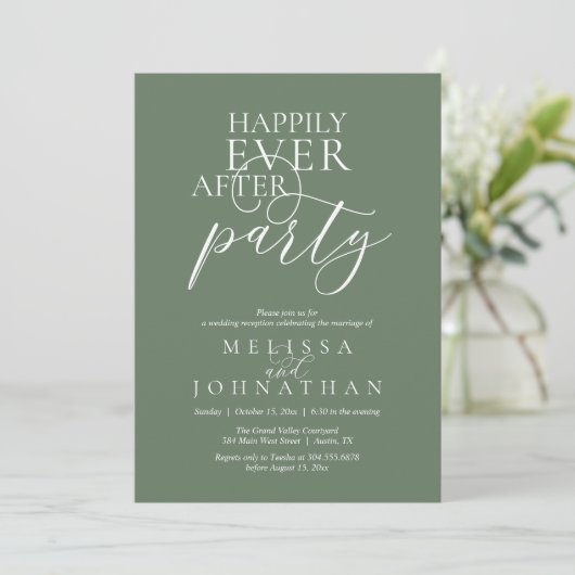 Happily Ever After Party, Modern Classy Wedding Einladung (Stehend Vorderseite)