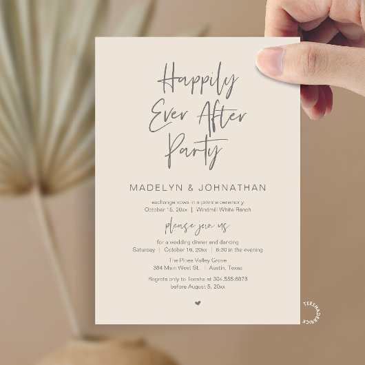 Happily Ever After Party, Modern Wedding Dinner Einladung