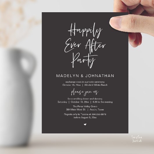 Happily Ever After Party, Modern Wedding Dinner Einladung
