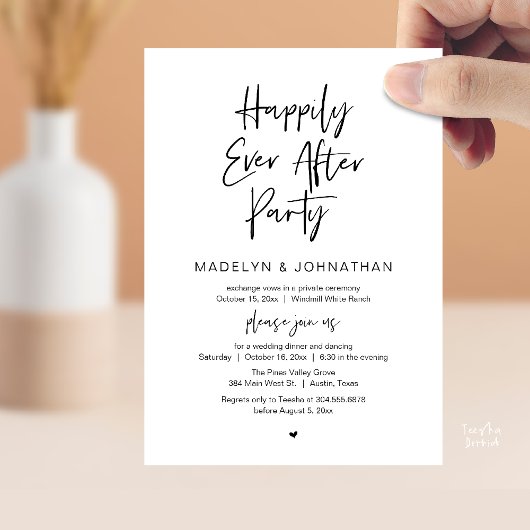 Happily Ever After Party, Modern Wedding Dinner Einladung