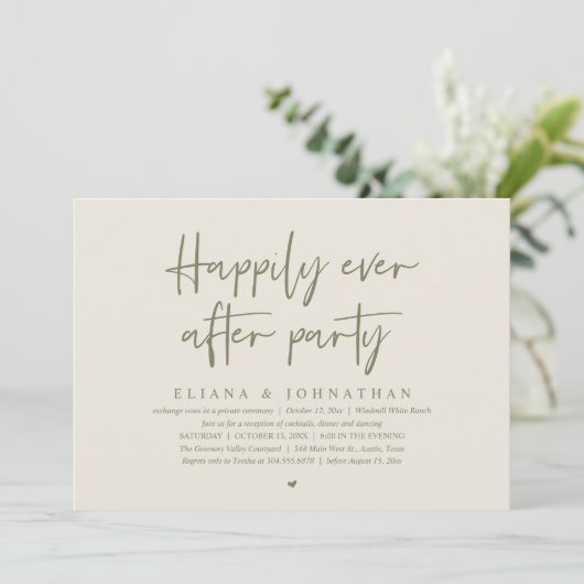  Happily Ever After Party Modern Wedding Reception Einladung (Stehend Vorderseite)