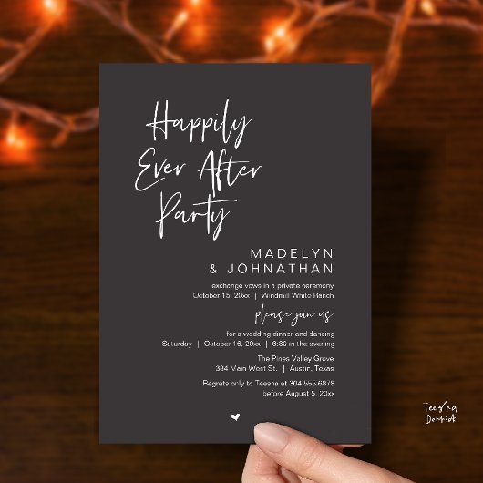 Happily Ever After Party, Modern Wedding Reception Einladung