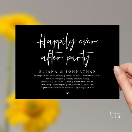 Happily Ever After Party Modern Wedding Reception Einladung