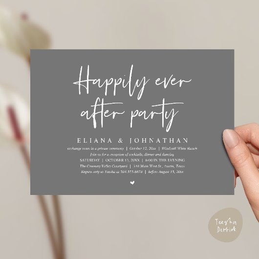 Happily Ever After Party Modern Wedding Reception Einladung