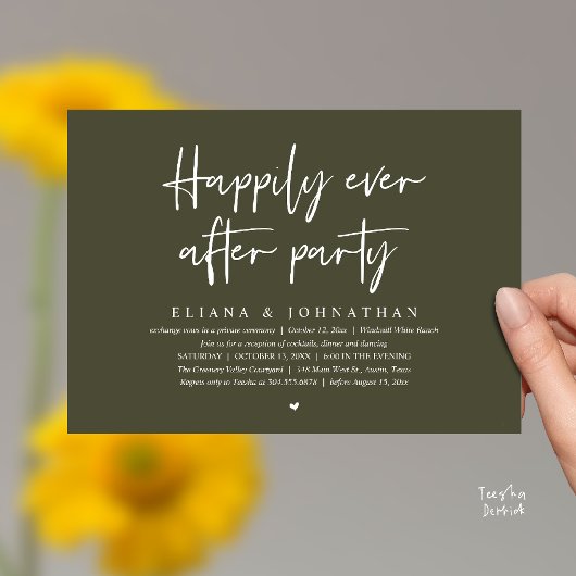 Happily Ever After Party Modern Wedding Reception Einladung