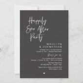 Happily Ever After Party, Modern Wedding Reception Einladung (Vorderseite)