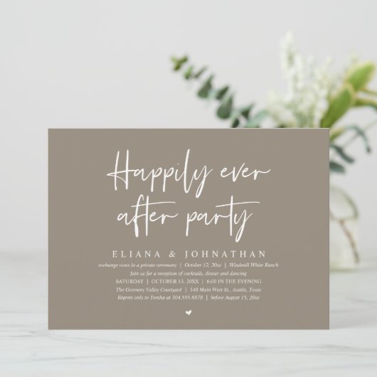  Happily Ever After Party Modern Wedding Reception Einladung (Stehend Vorderseite)