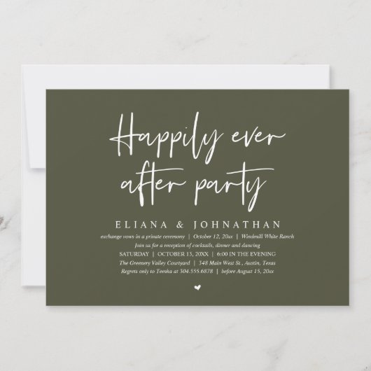 Happily Ever After Party Modern Wedding Reception Einladung (Vorderseite)