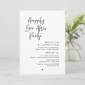 Happily Ever After Party, Modern Wedding Reception Einladung (Stehend Vorderseite)